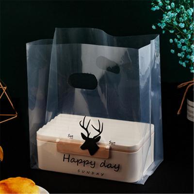 50pcs Transparent Printed Baking Portable Plastic Salad Dessert Bread Cake Food Packaging Takeaway Bags