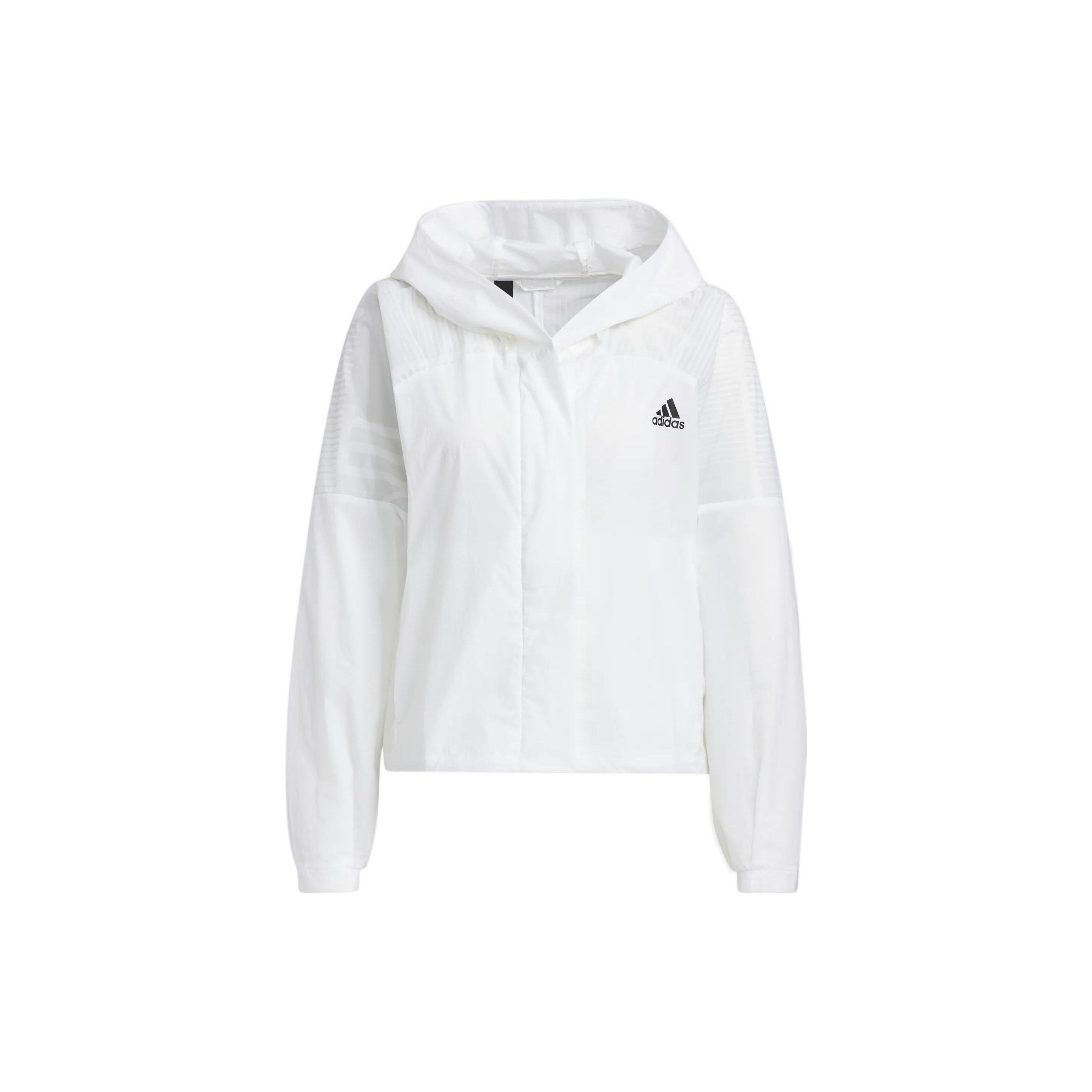 Adidas Sporty Casual Breathable Hooded Cropped Jacket Women Tops White HF2491 L