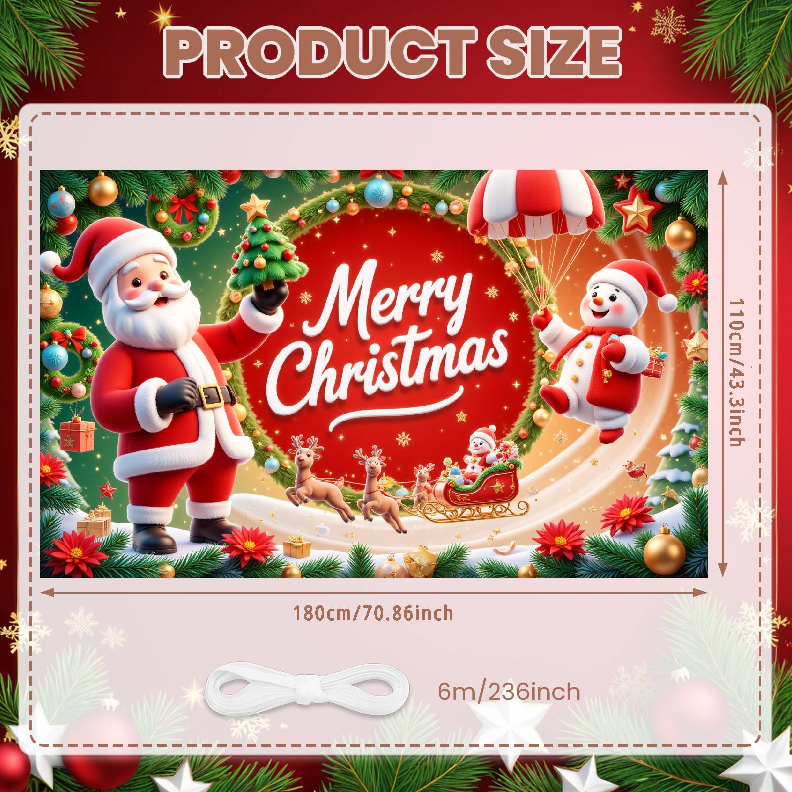 Christmas Banner Star Decoration Xmas Banner Christmas Wall Decor Golden Ornament Merry Christmas Banner For Photo Background