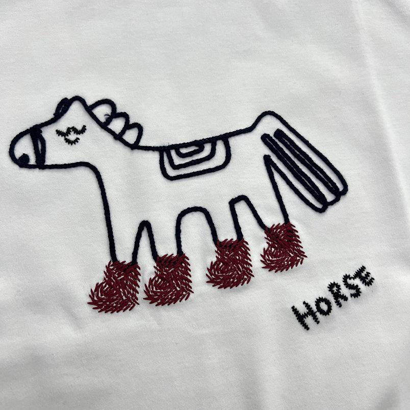 Women's Korean Cotton Cartoon Pony Embroidered Slimming Short Sleeve Summer T-shirt