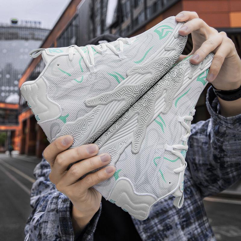 Para Butów do Koszykówki Męskie Wysokie Sportowe Odporne na Zużycie Buty z Amortyzacją Powietrzną Buty Sportowe Wygodne Oddychające Sneakersy