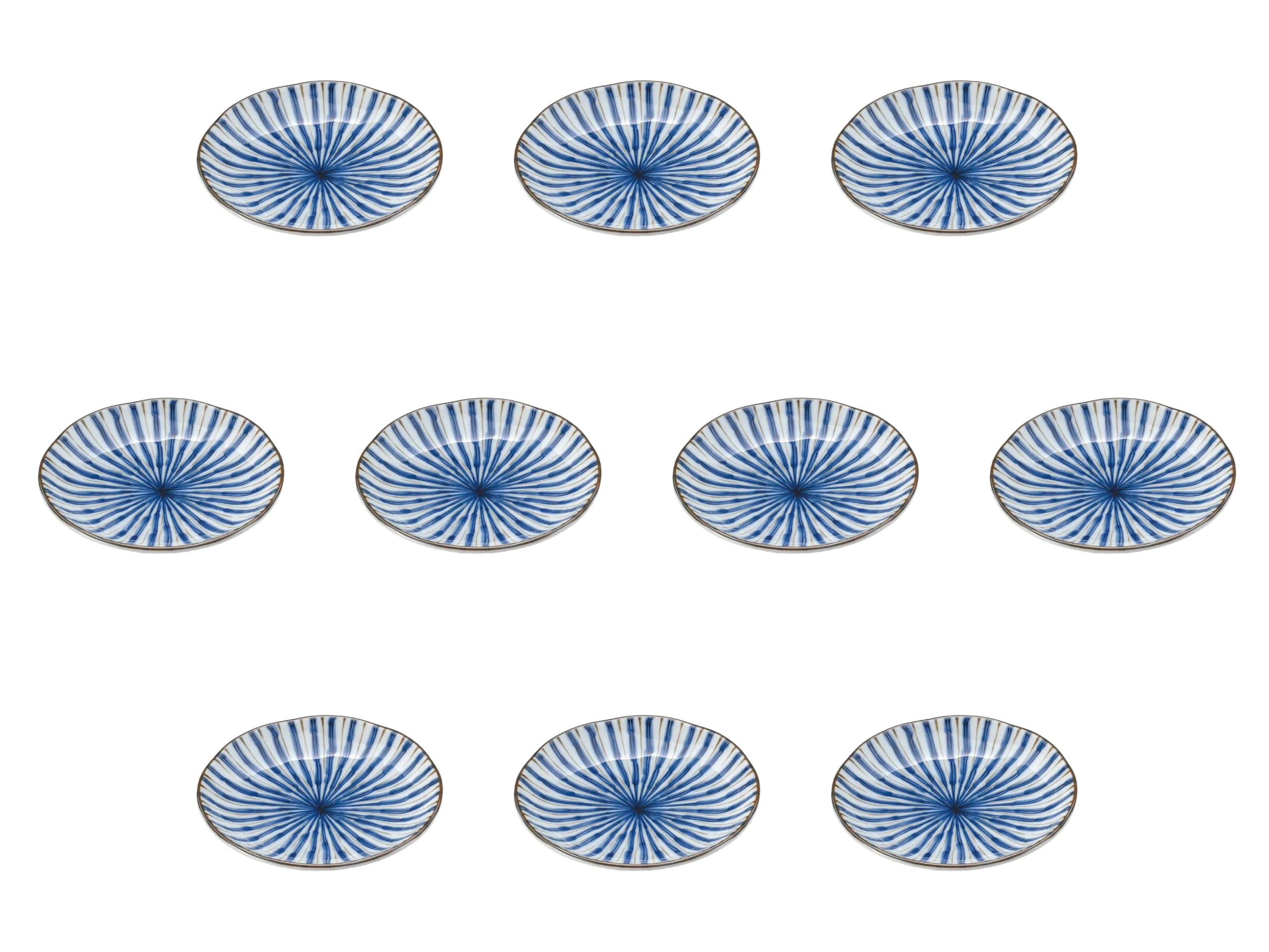 

Set of 10 Sabusen Tokusa Plates x Side Plates Setomonohonpo 4.0 [14 2.5 cm]