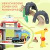 79-teiliges Holz-Zugset, Kindereisenbahnstrecke mit Bergwerk-Thema, inklusive Kran und Hubschrauber