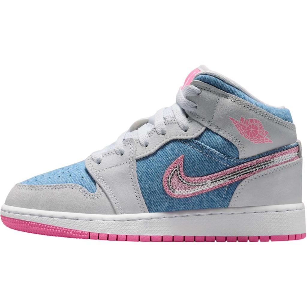 Jordan Pantofi de Baschet pentru Copii Air Jordan 1 Rezistenți la Abraziune Respirabili Mid-top Albastru Roz Adolescenți HQ1999-400
