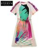 Beautiful All-over Print Stretch Dress for Women, Nylon, Multicolor, Size 36, 0450906 Dress 36 multicolorUsed