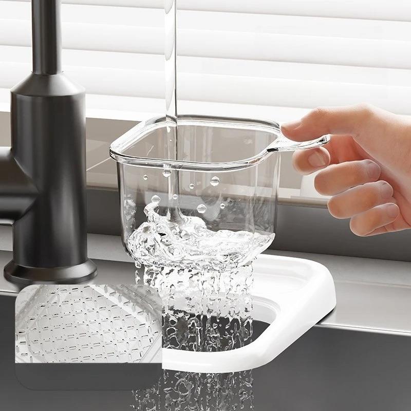 Sink Basket With Suction Cup Drainer & Storage Rack Kitchen Sink Filter Basket For Waste Clog Prevention Fruit Vegetable Washing