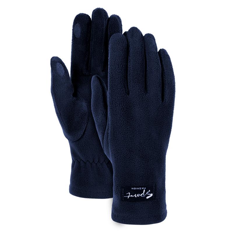 

Fleece gloves, women s winter fleece, warm and thickened outdoor riding, running sports, driving fleece, cold proof One Size темно-синий