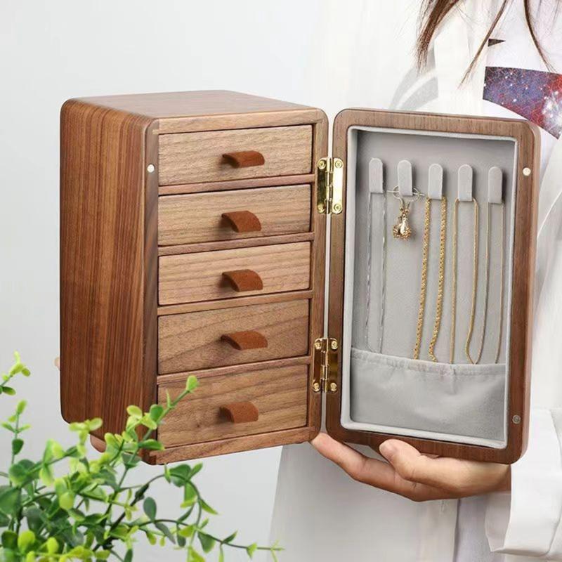 Display Holder for Women Birthday Necklaces Rings 5 Drawers Jewelry Storage Box