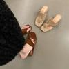 Women's flip-flops women's summer wear new temperament suede fairy style retro design thick heel toe sandals