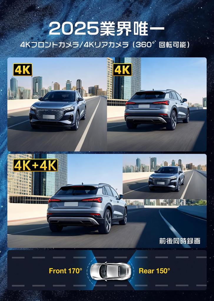 OKYES Latest Front and Rear Dual Dash Cam with 4K Front and Rear Smartphone Power Easy Image Adjustable High Temperature LED Signal Compatible with