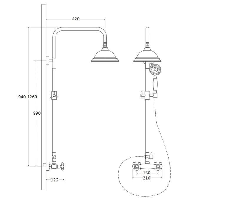 Besco surface-mounted RETRO chrome shower set