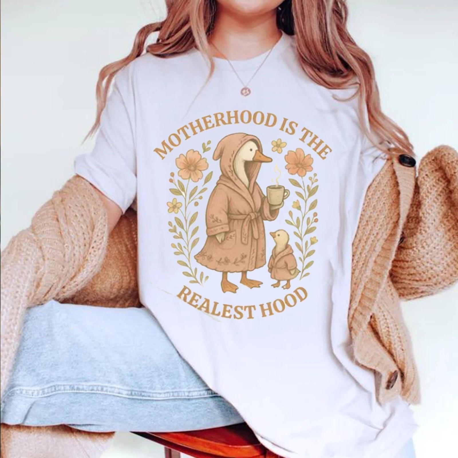 Motherhood is the Realest Hood Tee, Silly Mom Goose Tee, Funny Mother s Day Gift S