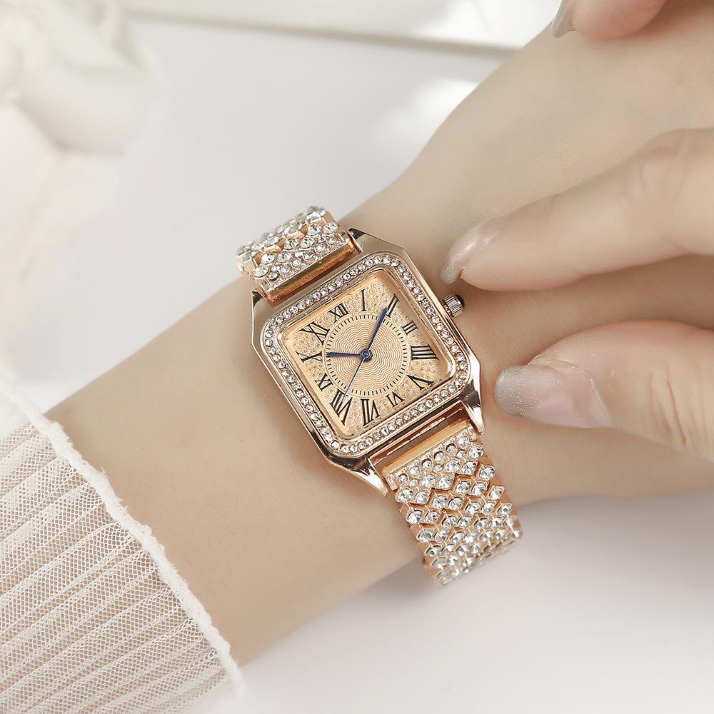 Neue römische Ziffern Strass Damen Quarz Armbanduhr