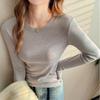 Faux Cashmere Round Neck Base Layer Women Premium Can Be Outer Wear Long Sleeve T Shirt Autumn Winter Brushed Top
