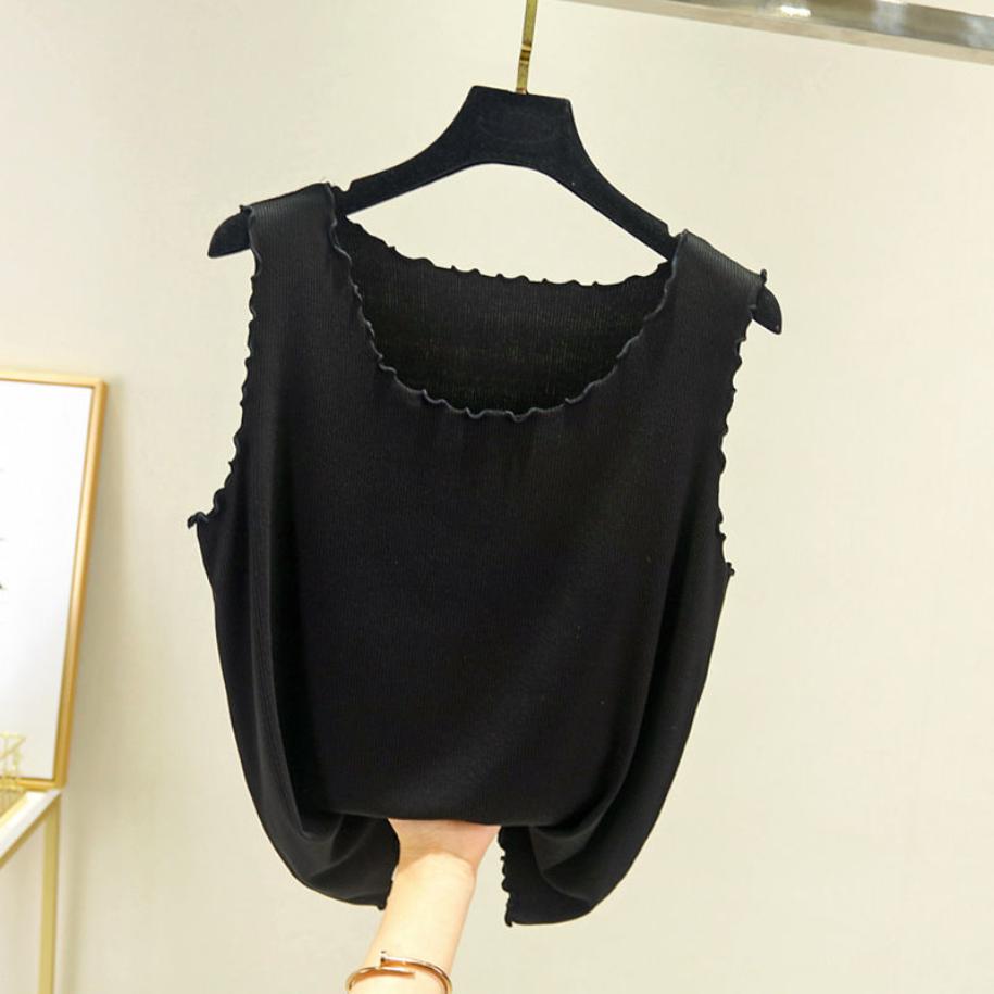 WTEMPO Wave Edge Suspender Vest Women's Summer Modal Bottoming Shirt Thread Sleeveless Slim Fit Inner Top
