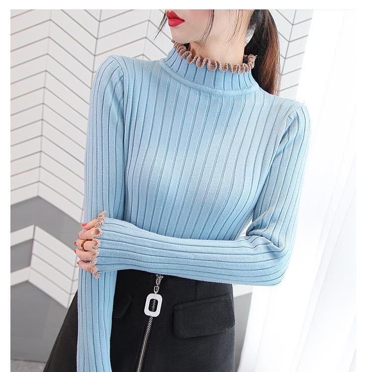 Herbst/Winter Dicke Strickwaren Damen Rollkragenpullover Kurz Slim Gestrickter Pullover