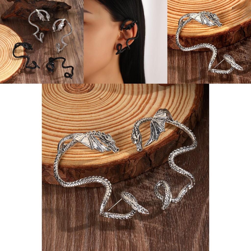 Punk Dragon Animal Alloy Wrap Cuff Earrings For Women Party Accessories