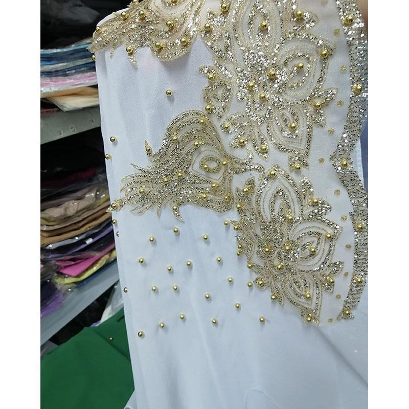 Premium Chiffon Hijabs Scarf Shimmer Gold Glitters Beads Hijab for Muslim Woman Head Scarf Shawl Wrap Lightweight