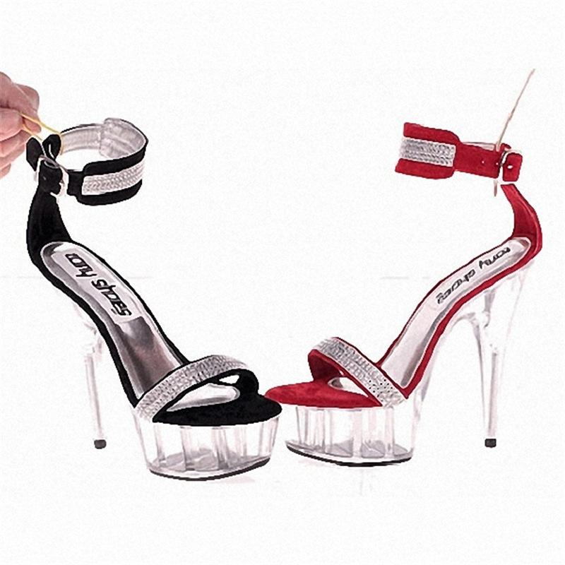 15Cm wind fashion thick-soled high-heeled rhinestone waterproof table fine-heeled crystal women's sandals