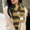 Girl's Striped Long Scarves Y2K Striped Scarf Harajuku Gothic Neck Warm Winter Warm Scarf Thickened Black White Shawl Wrap Women