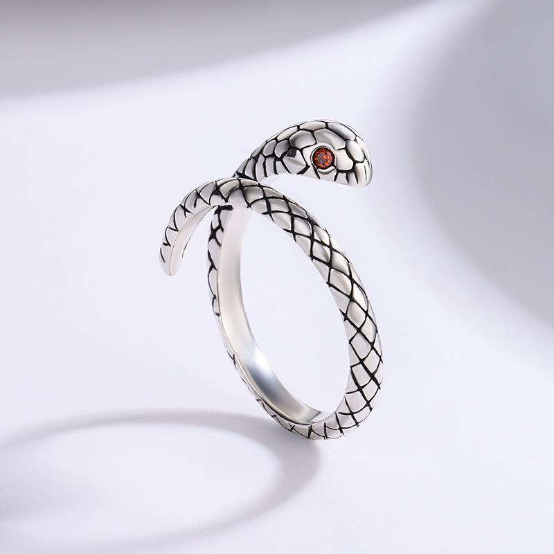 Beautiful Personality Temperament Animal   Copper Jewelry Red Crystal Snake Opening Rings  R156