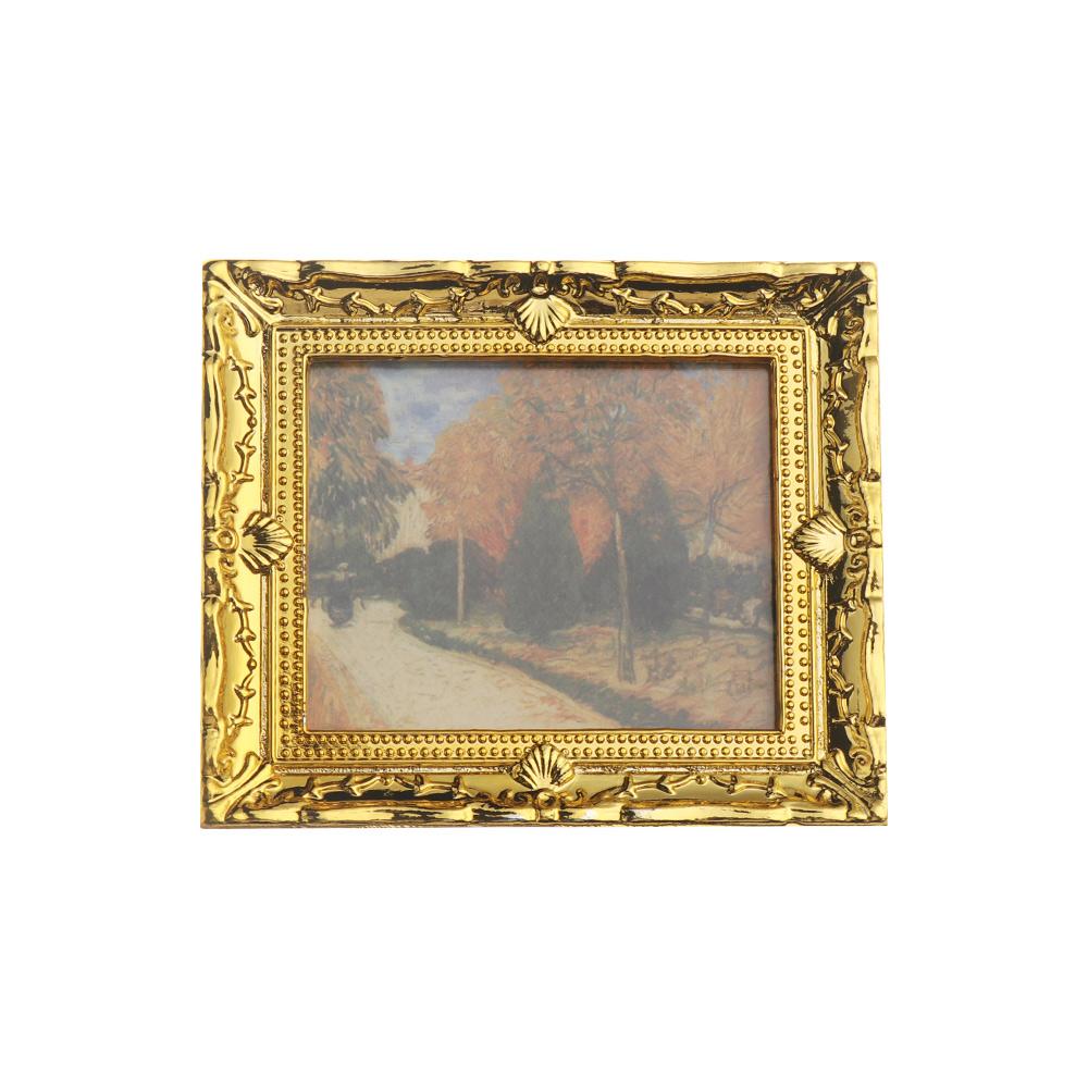 Vintage 1:12 Scale Miniature Oil Painting Toys Doll Accessories Dollhouse Ornament Framed Photos Mural Wall Picture Home Decor
