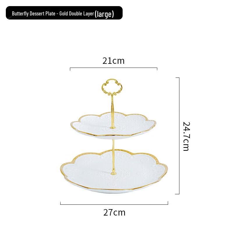 Butterfly Two-Tier Ceramic Serving Tray