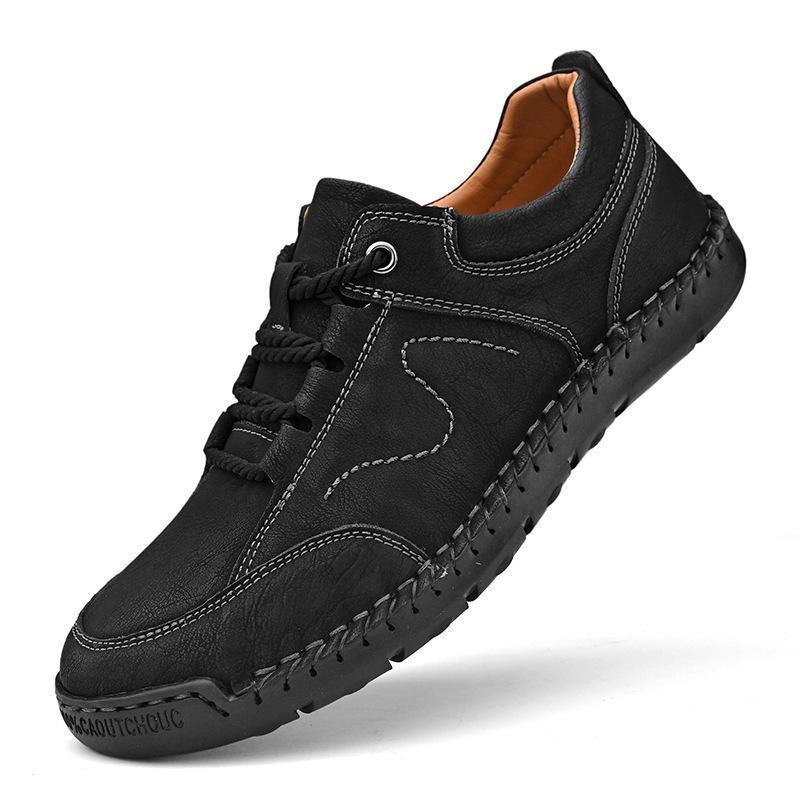 Lässige Lederschuhe für Herren: Handgenäht, Weiche Sohle, Große Größe, Modisch für Frühling und Herbst.