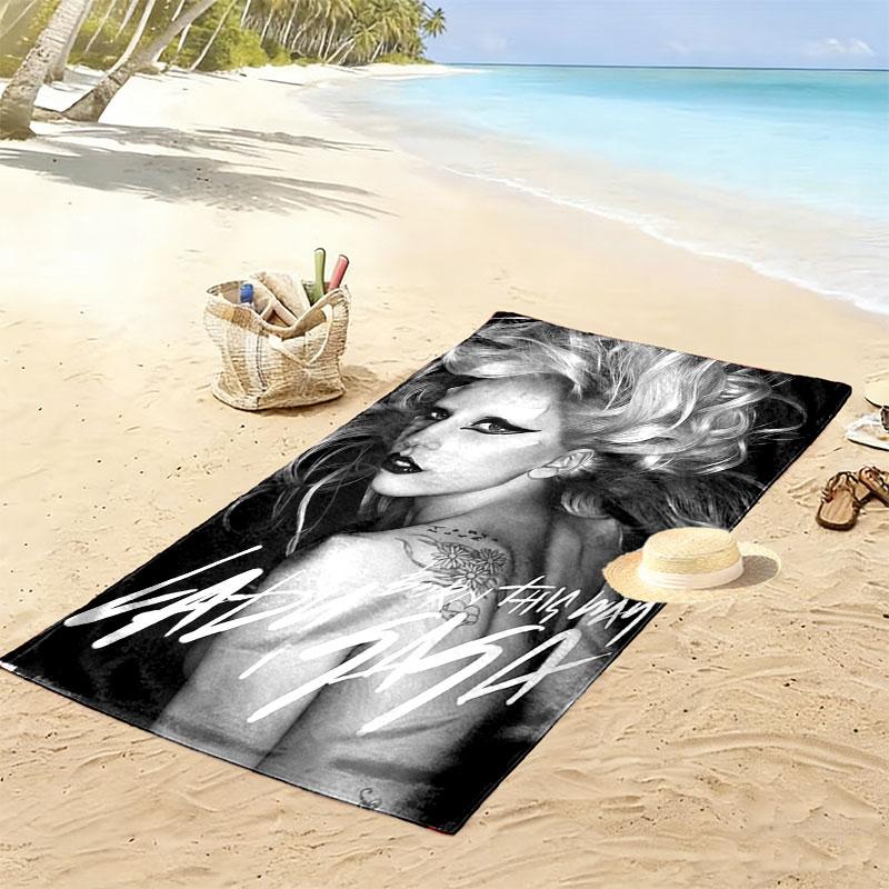 Lady Gaga Print Beach Towel, Large Soft Quick Dry Towel for Beach Camping Swimming