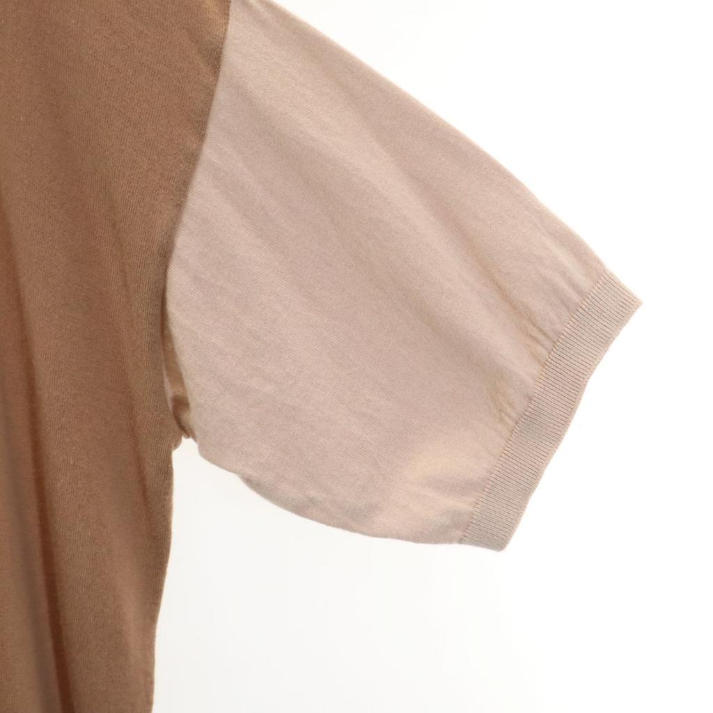 Dulcamara Made In Japan Short Sleeve Cotton Knit One Piece Beige X Brown Women Used