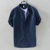 Men's Retro Japanese Linen White Lapel Short Sleeve Shirt