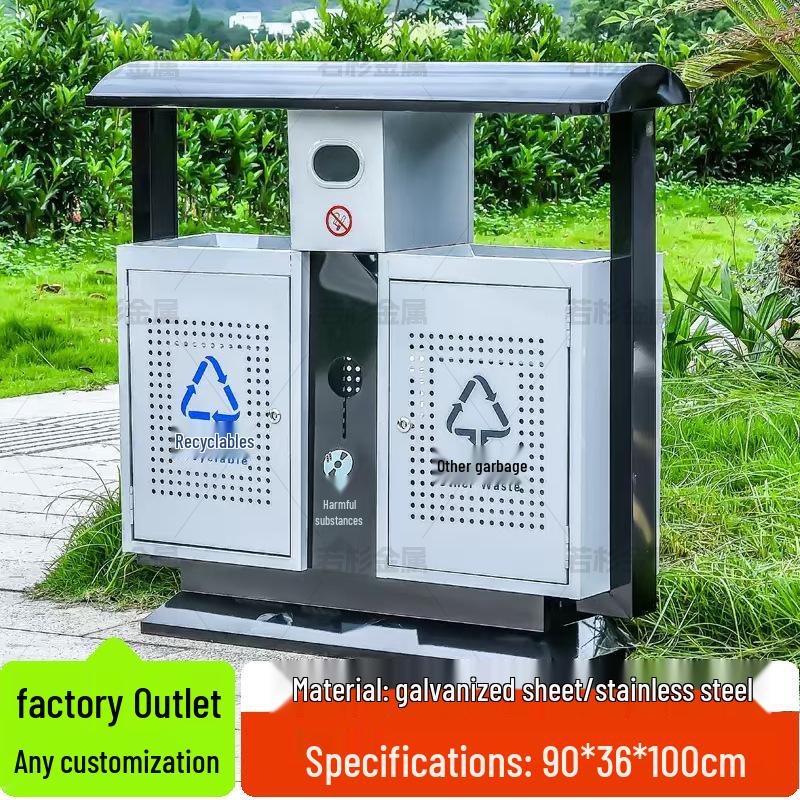 Stainless Steel Large Outdoor Trash Can for Sorting Waste