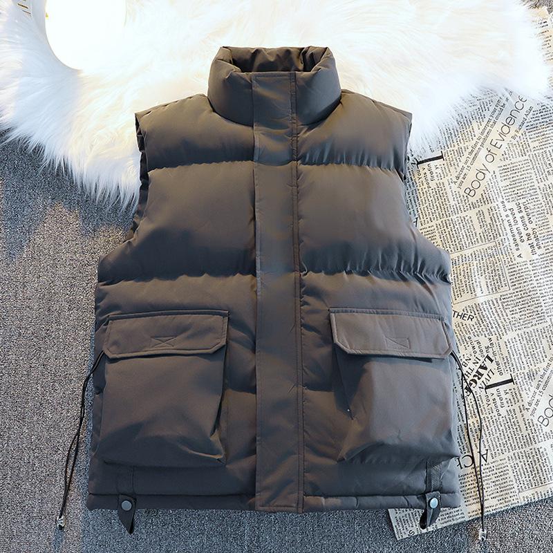 Autumn and winter velvet thickened vest men's loose large size vest thermal vest trendy stand-up collar sleeveless cotton-padded coat
