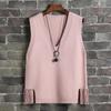 Spring and Autumn Korean Version of The V-neck Solid Color Knit Sweater Vest Women Loose Pullover Hem Fringed Waistcoat