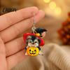 Stylish Pet Lover Accessories Witch Hat Puppy Earrings, Cute Dog Pumpkin Drop Distinctive Halloween Theme Jewelry Lightweight Acrylic Jewelry,