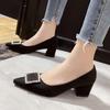 Work Shoes Women's Black Career Interview Work Dress Pointed High Heels Women's Thick Heels Medium Heel Comfortable Single Shoes Women's Shoes