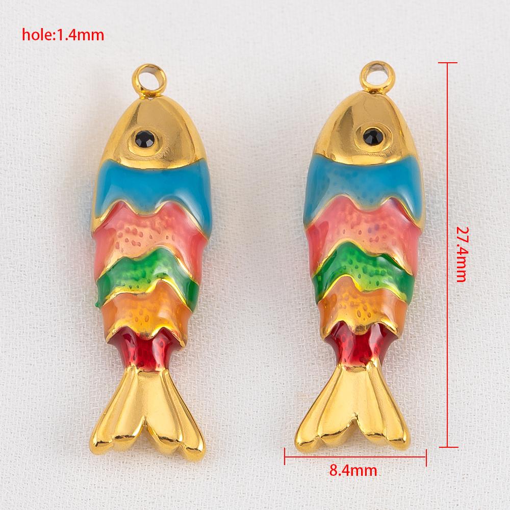 

1pc 304 Stainless Steel Iridescent Enamel Fish Pendant Ocean Theme For DIY Bracelet Necklace Jewelry Finding Fashion Accessories 1PC