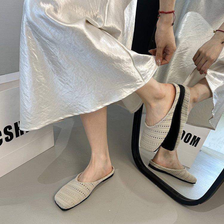 Women's 2025 summer beach soft-bottomed lazy one-pedal flat-bottomed Muller cool slippers