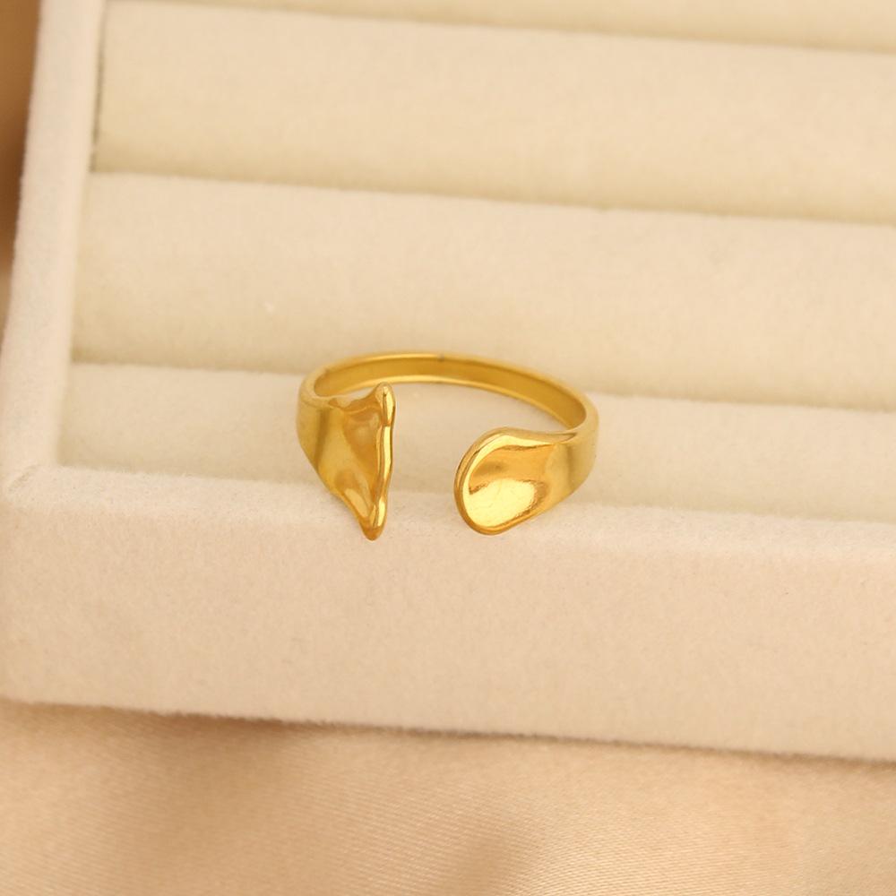 Modern Geometric Irregular Stainless Steel Women's Adjustable Ring