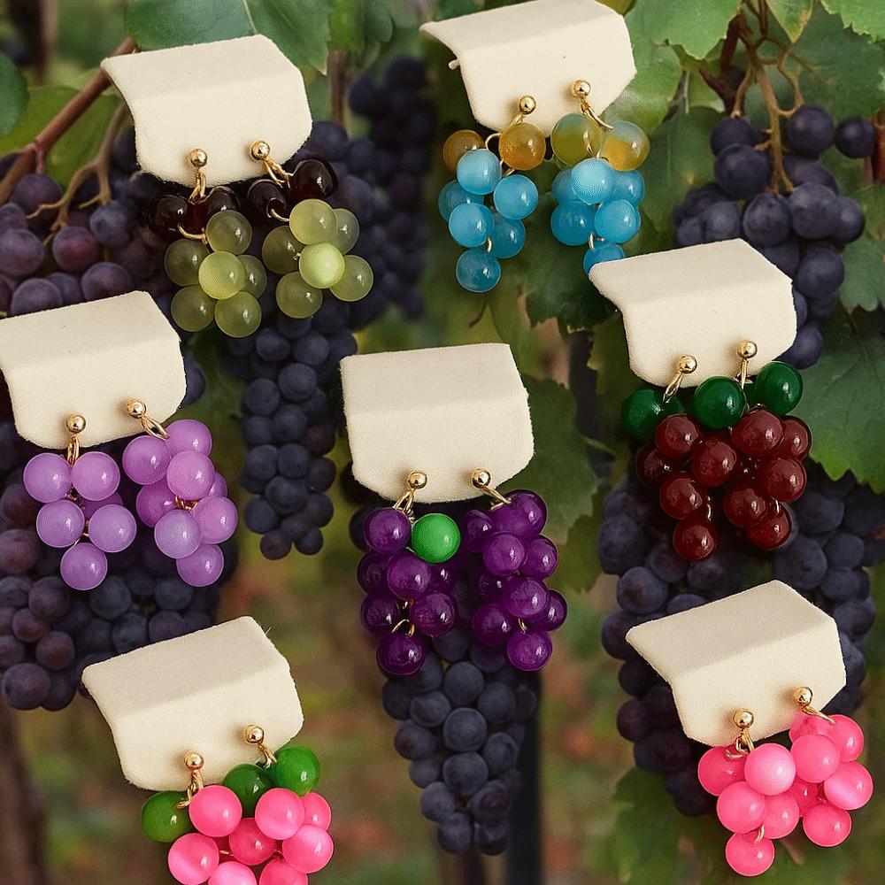 Bohemia Earrings Grape Earrings Korean Style Beads Earrings Creative Fruit Dangle Earring  Vacation