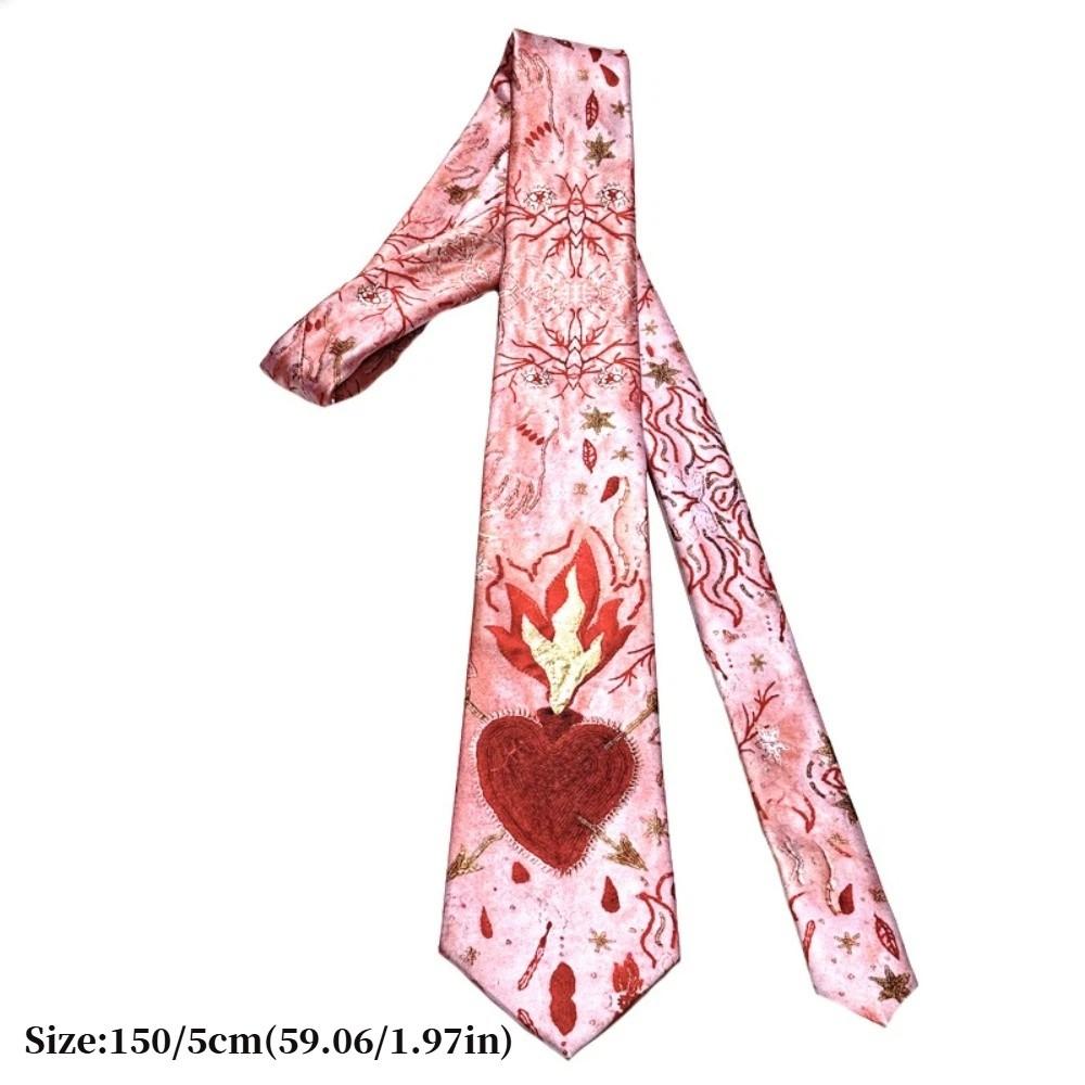 Y2K Romantic Neck Scarf Vintage Women's Neck Tie Unique Heart Flame Tie  Fashion Accessory
