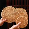 Tassenuntersetzer Rund Naturrattan Untersetzer, Handgewebte Hitzebeständige Platzsets Tischunterlage Küchendekorationszubehör