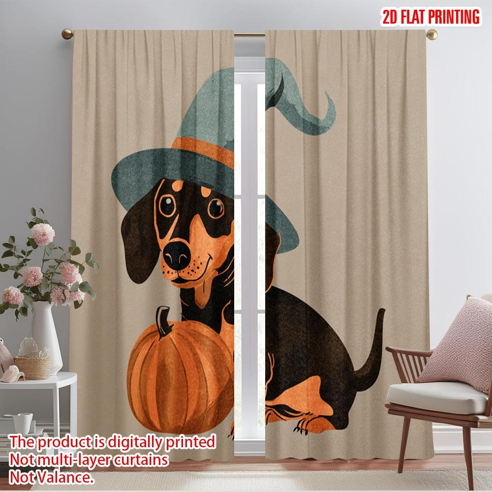

2pcs,2D plane printing Curtain Popular halloween ghost (12) Versatile Durable Polyester (without rod) Versatile All Ldeal for 52.50×116.00 CM 2pcs