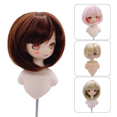 For 1/3 BJD Dolls 22-23CM Head Circumference Short Hair High Temperature Fiber Soft Silk Doll Wig Multi-color Dolls Accessories