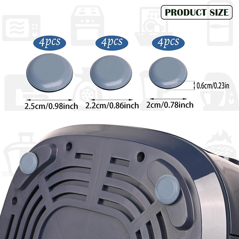 12Pcs Kitchen Appliance Sliders Autoadesivos Cadeira Sliders Silencioso Air Fryer Rodada Autoadesiva Móveis Movendo Almofadas