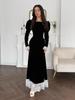 2025 Women's Winter Lace Patchwork Waist-Cinching Slim Dress
