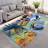 Watercolor Witch Flying In Bucket Forest Landscape Art Area Rug Non‑Slip Floor Mat Carpet for Living Room Bedroom Fantasy Home Decor