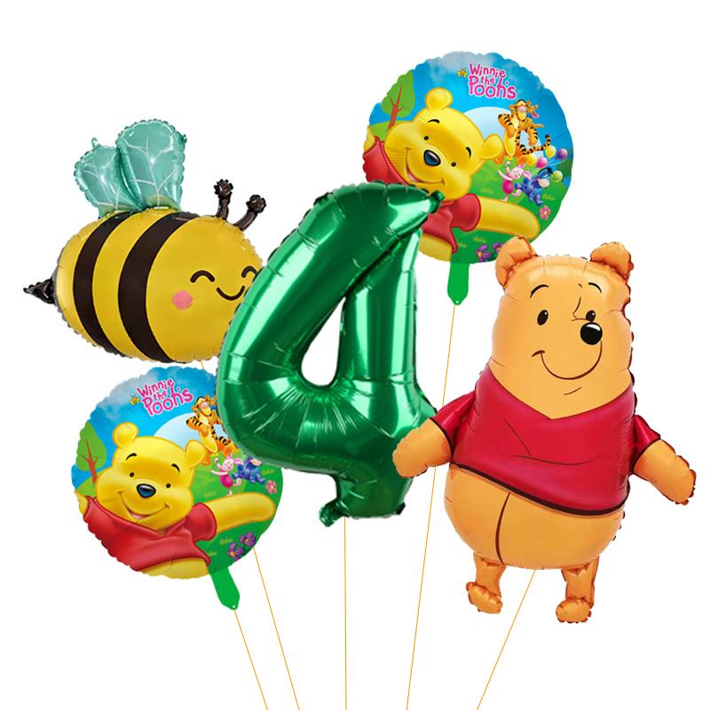 5 unidades Balão de Abelha Desenho Animado Winnie The Pooh Suprimentos para Festa Winnie Balões de Festa de Urso para Chá de Bebê Decorações de Festa de Aniversário