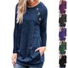 Long Pullover Womens Sleeve Ladies Solid Button Sweatshirt Top Loose Jumper