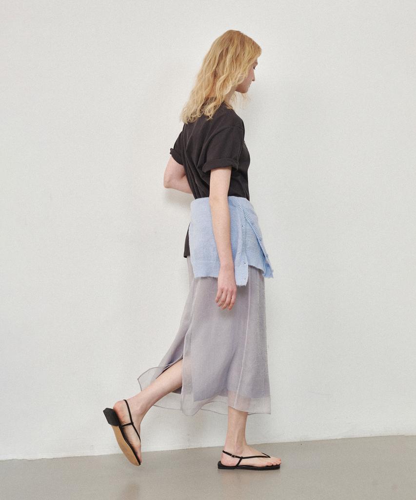 OSTKAKA Sheer Layered Maxi Skirt Gray